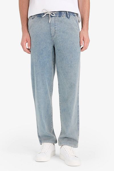 DeFacto Pantaloni largi de vară, cu picioare largi, cu talie elastică, cu picioare largi, pantaloni spălați cu zăpadă F2967ax25sp