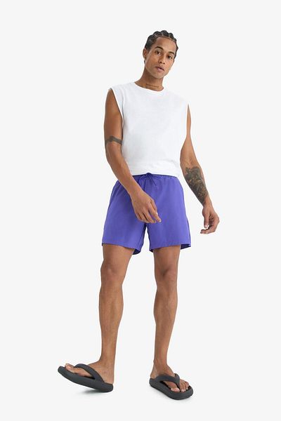 DeFacto Къси бански шорти с щампа DeFactoFit Sports, гъвкави текстурирани, B5952AX25HS