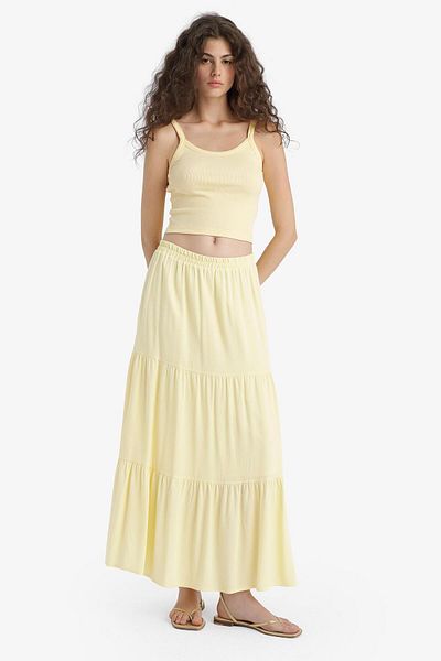 DeFacto High Waist Crinkle Viscose Maxi Skirt D5033Ax25Sm