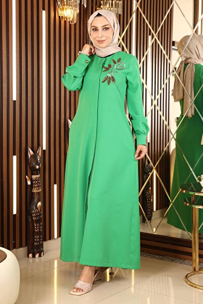 Modamihram Вишиванка Tesettur Abaya Green 10773