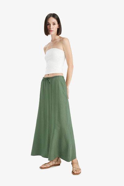 DeFacto A-Line Regular Waist Crinkle Fabric Midi Skirt F6501Ax25Sm