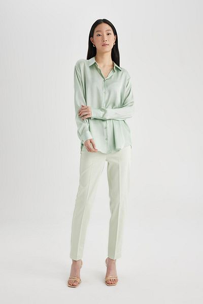 DeFacto Pantaloni din satin Sigaret Talie normală Talie dreaptă de bază Elastică Picior drept J8743az24sm