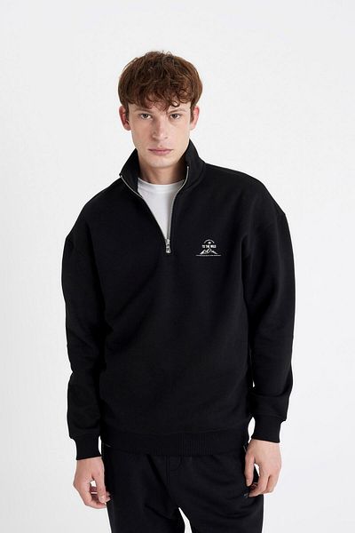 DeFacto Άνετο φούτερ με στάμπα με φερμουάρ - Comfort Regular Fit C6132ax24au