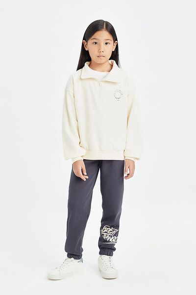 DeFacto Pantaloni de sport Jogger cu talie elastică cu imprimeu pentru fete D3208a824wn