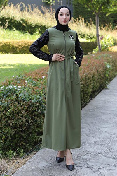 Modamihram Pailletten-Detail Ferace Khaki 15200