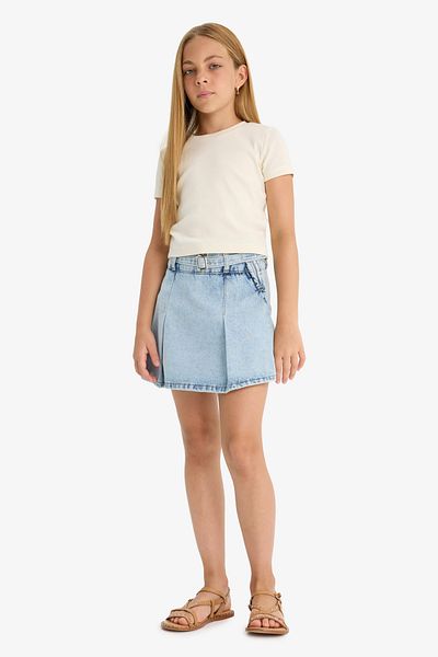 DeFacto Girls Rib Basic T-Shirt - Crew Neck, Slim Fit, Short Sleeve B3054A824Sm