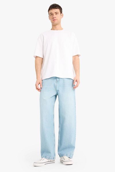 DeFacto 100% bumbac, pantaloni de jeans cu talie înaltă, cu picioare largi, cu croială largă, F3925AX25SM