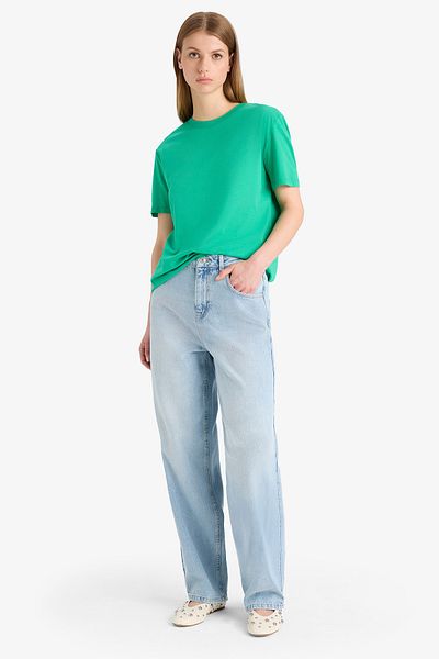 DeFacto Regular Fit Crew Neck Combed Basic Solid Short Sleeve T-Shirt W9584Az24Sm