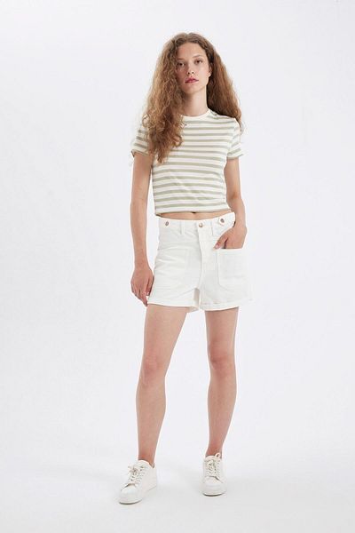 DeFacto Pantaloni scurți Mom Fit cu talie înaltă - Picior pliat D4585AX24HS
