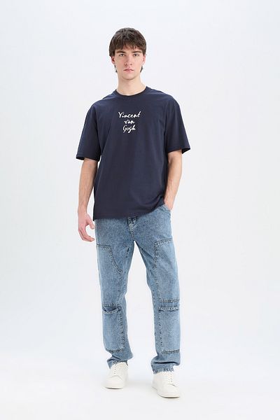 DeFacto Μπλουζάκι με κοντό μανίκι Van Gogh Oversize Fit Crew Back T-shirt C3629AX24SP