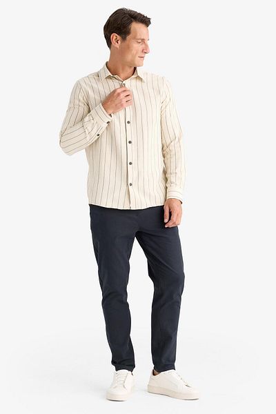 DeFacto 100% Cotton Linen Look Summer Jogger Trousers Narrow Leg Waist Lace up Elastic Pocket Z6475Az25Sp