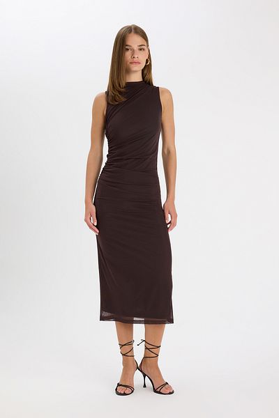 DeFacto Водолазка з облягаючим вирізом Basic Plain Tulle без рукавів максі-вечірня сукня C3519ax24sp