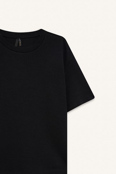 DeFacto Tricou negru cu mânecă scurtă, cu decolteu rotund, relaxat, C7630ax24au