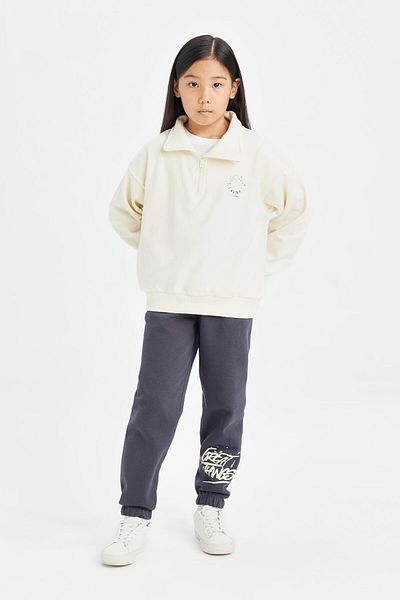 DeFacto Pantaloni de sport Jogger cu talie elastică cu imprimeu pentru fete D3208a824wn