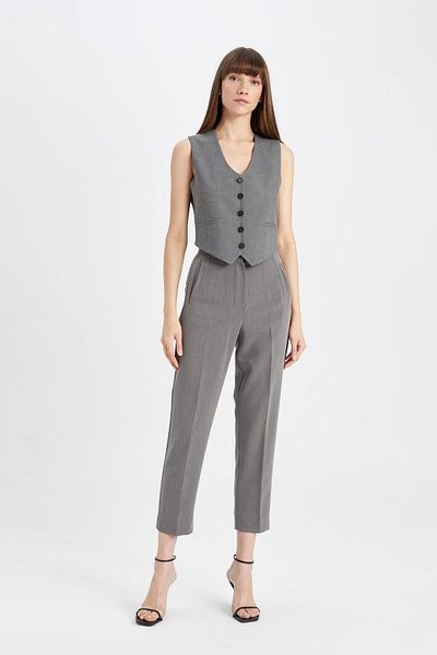 DeFacto Classic Gray Blazer Vest with V-Neck Buttons C2026Ax24Sp