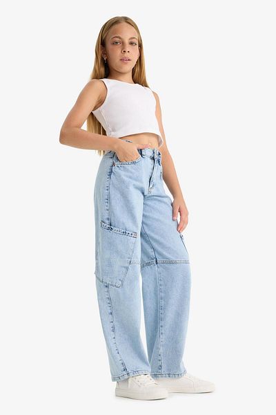 DeFacto Girl's Baggy Fit Wide Wide Leg Jeans E1742A825Sm