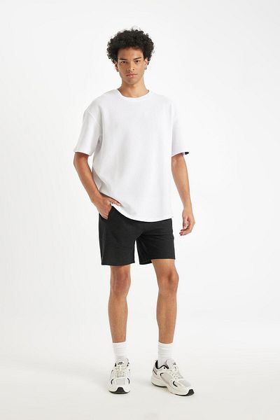 DeFacto Boxy Fit Crew Neck Short Sleeve Basic Plain Waffle T-Shirt B4443Ax25Sp
