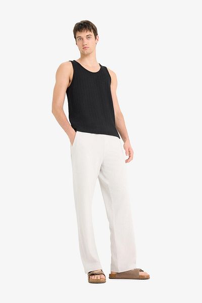 DeFacto Pantaloni de trening cu picior lat cu talie cu șireturi (E5212AX25SM)