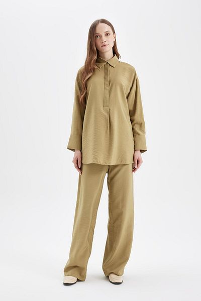 DeFacto Wide Leg and Elastic Waist Basic Straight Trousers - Lace-Up D4148Ax24Au