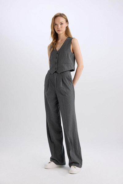 DeFacto Wide Leg Fabric Overcoat Double Pocket Regular Waist Standard Size D5066Ax24Au
