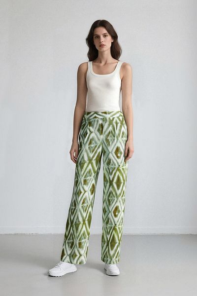 DeFacto Țesătură din viscoză cu model - Pantaloni relaxați, buzunare și picior lat Crinkle D3794ax24au