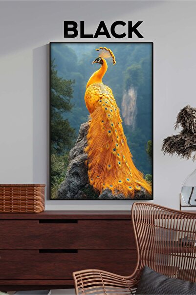 bds art sanatı evinize taşır Altın Tavus Kuşu LED Işıklı Cam Tablo