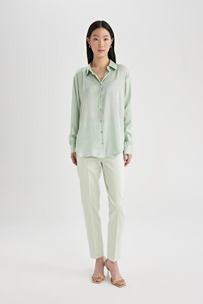 DeFacto Sigaret Saten Kumaş Pantolon Normal Bel Basic Düz Beli Lastikli Düz Paça J8743AZ24SM