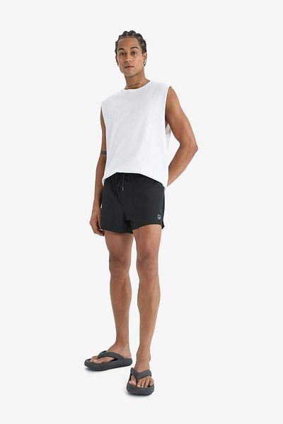 DeFacto DeFactoFit Andy bedruckte, dehnbare, strukturierte, kurze Sport-Meer-Shorts B5987AX25HS
