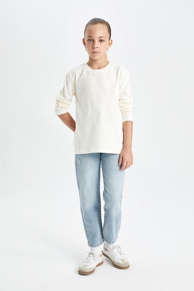 DeFacto Lányok Mom Fit szakadt részletes vékony lábzseb Jean nadrág C8532a824au