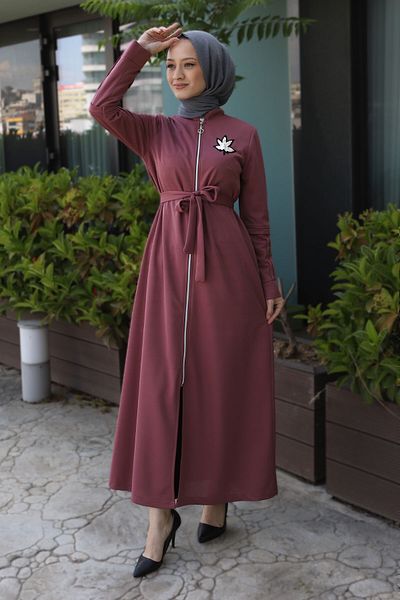 Modamihram Coat of Arms Zippered Ferace Dusty Rose 15100