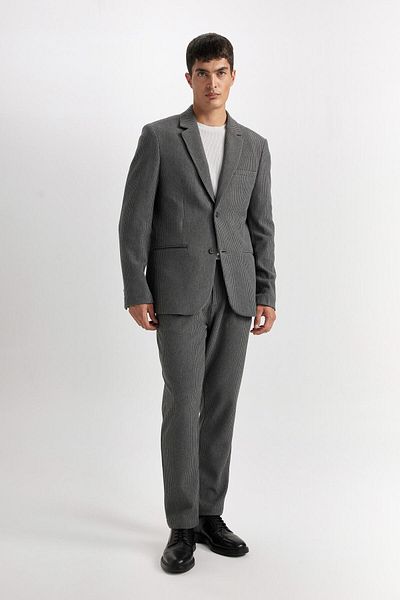 DeFacto Anthracite Regular Fit Tailored Παντελόνι - Ίσιο πόδι με τσέπη D3704ax24au