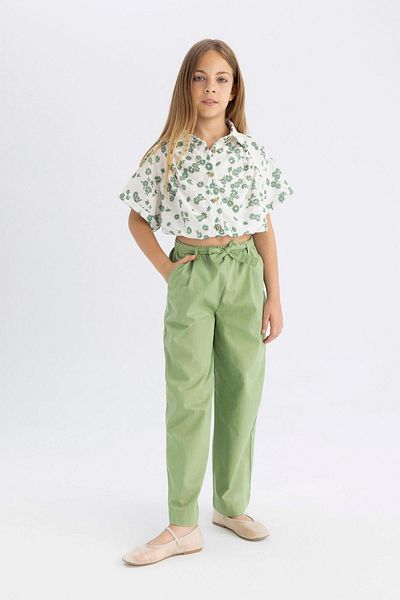 DeFacto Pantaloni din bumbac cu picioare late pentru fete B5045A824HS