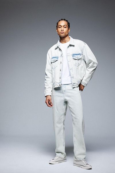 DeFacto 100% bumbac, cu croiala largi, talie normală, pantaloni de spălat din denim cu picioare drepte D7317AX25SP