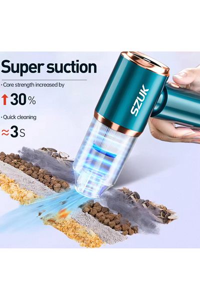 szuk Blue 4hapa bag Car Vacuum Cleaner Strong Suction Wireless Portable Cleaning Machine Handheld Mi