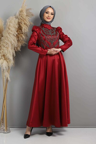 Modamihram Suknia wieczorowa Stoned Burnt Patterned Burgundy 11404