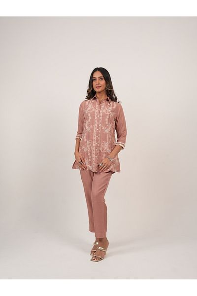 Lehar Pink Blossom Embroidered & Sequinned Co-Ord Set