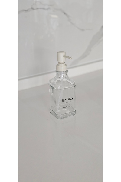 daimahome Bej Başlıklı Cam Sabunluk 500 ml - Minimalist Pompalı Sıvı Sabun