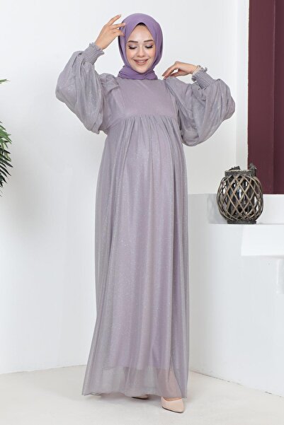 Modamihram Umstandsabendkleid aus Glitzer-Chiffon, Grau 18201