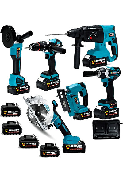 Germany Style Şarjlı Pro 6'lı Makine Seti Matkap Dekupaj Daire Testere Taşlama Hilti Somun Sökme