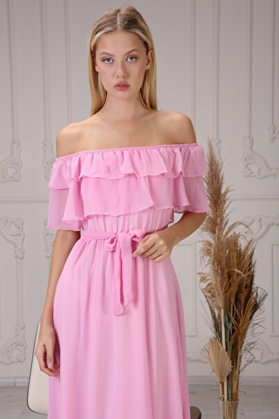 MACFLY Φόρεμα σιφόν με βολάν γιακά