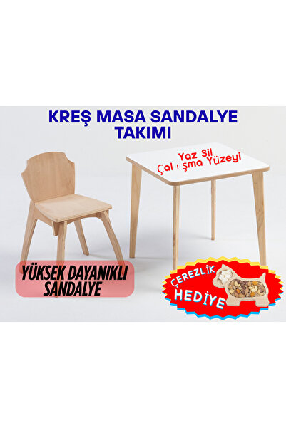 Asrimo mobilya Ahşap Anaokulu Ve Kreş Çocuk Sandalye Ve Masa (300 TL DEĞERİNDE ÇEREZLİK HEDİYE)