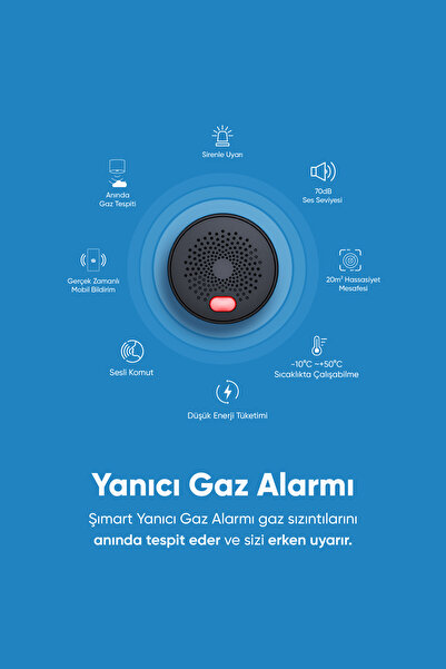 Şımart Akıllı Yanıcı Gaz Alarmı Mobil Bildirim Ve Sesli Uyarı