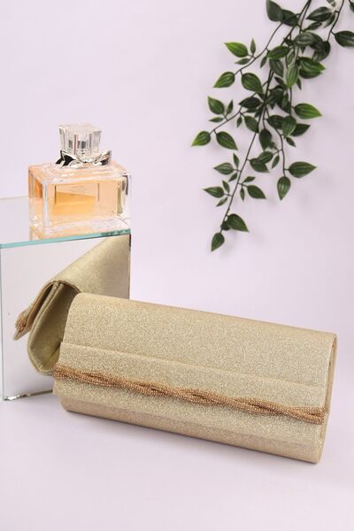 weem bag Elysara EB0252 | SAND GLITTER ELEGANTNA PLETENA VEČERNJA TORBA SA PR...