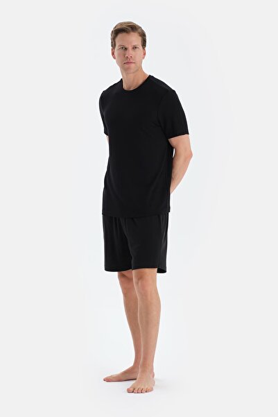 Dagi Siyah Cool Touch Patlı Ve Kordonlu Örme Şort