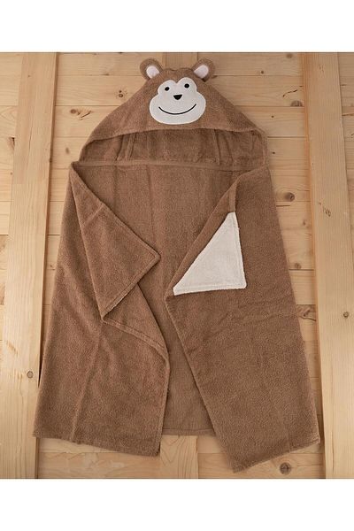 Baveno Cotton Monkey Figured Baby & Kids Towel Poncho