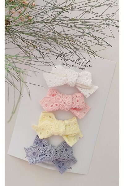 Miccolatte Butik Premium Saçsız Bebek Tokası 4’lü Set – Pamuklu Dantel Fisto,...