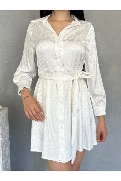 Nesil Γυναικείο Μίνι Φόρεμα Ζακάρ με Ζώνη