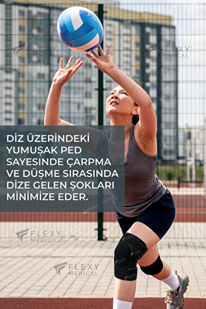 Flexy Medical Sporcu Dizlik Ped Destekli Diz Bandajı - Sporcu Darbe Koruyucu Dizlik - Diz Ağrısı, Spor, Kas, Eklem