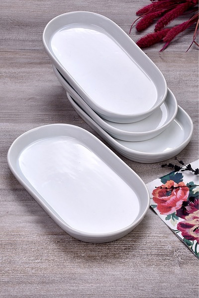 Blue 4-Piece Serving Presentation Plate 25X14 cm