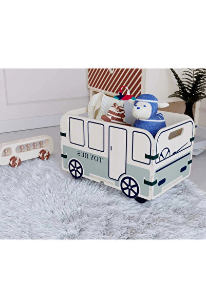 Wodiza Ahşap Oyuncak Kutusu Tekerlekli Oyuncak Sepeti 30 Litre 30x31x47 cm